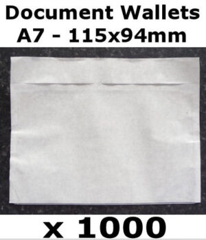 QTY 1000 - A7 (115x94mm) Plain Unprinted Document Wallet