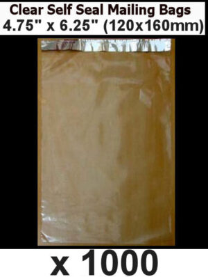 QTY 1000 - 4.75" x 6.25" Clear Poly Bags SELF SEAL (120x160mm)