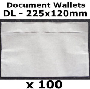 QTY 100 - DL (225x120mm) Plain Unprinted Document Wallets