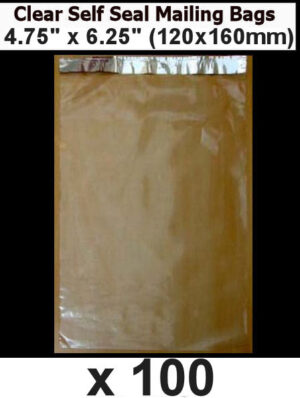 QTY 100 - 4.75" x 6.25" Clear Poly Bags SELF SEAL (120x160mm)