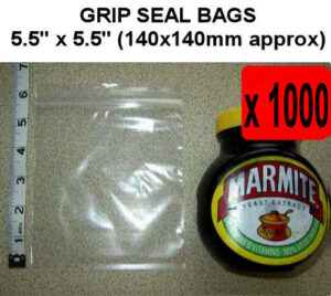 QTY 1000 - 5½" x 5½" Grip Seal Bags (140x140mm) - 200g/50mu