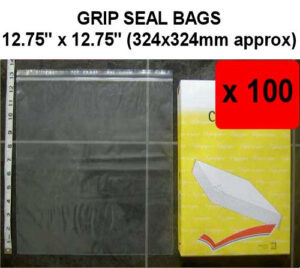 QTY 100 - 12¾" x 12¾" Grip Seal Bags (324x324mm) 200g/50mu