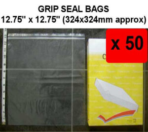 QTY 50 - 12¾" x 12¾" Grip Seal Bags (324x324mm) 200g/50mu