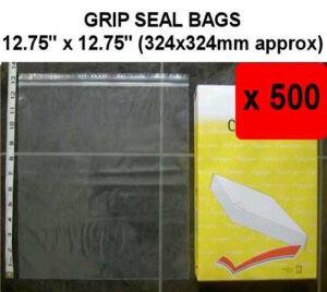 QTY 500 - 12¾" x 12¾" Grip Seal Bags (324x324mm) - 200g/50mu
