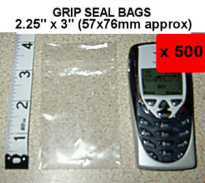QTY 1000 - 2¼" x 3" Grip Seal Bags (57x76mm) 200g