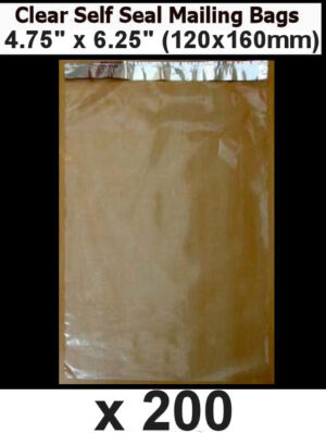QTY 200 - 4.75" x 6.25" Clear Poly Bags SELF SEAL (120x160mm)