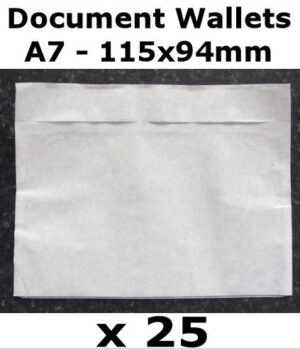 QTY 25 - A7 (115x94mm) Plain Unprinted Document Wallets