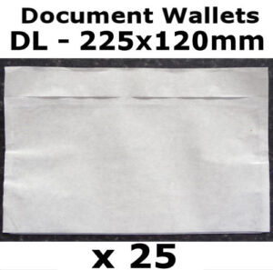 QTY 25 - DL (225x120mm) Plain Unprinted Document Wallets
