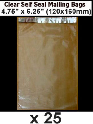 QTY 25 - 4.75" x 6.25" Clear Poly Bags SELF SEAL (120x160mm)