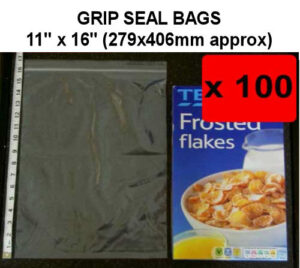 QTY 100 - 11" x 16" Grip Seal Bags (279x406mm) - 200/50mu