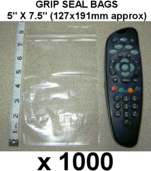 QTY 1000 - 5" x 7½" Grip Seal Bags (127x191mm) - 200g/50mu