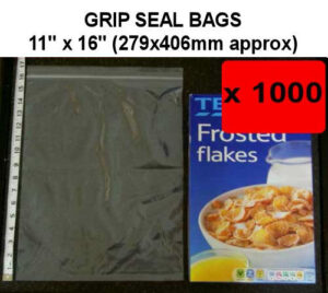 QTY 1000 - 11" x 16" Grip Seal Bags (279x406mm)- 200g/50mu