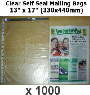 QTY 1000 - 13" x 17" Clear Poly Bags SELF SEAL (330x440mm)
