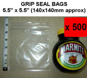 QTY 500 - 5½" x 5½" Grip Seal Bags (140x140mm) - 200g/50mu