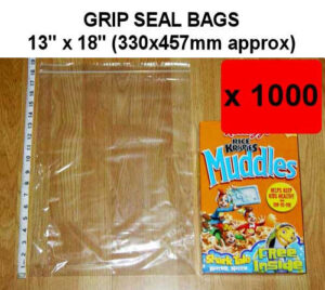 QTY 1000 - 13" x 18" Grip Seal Bags (330x457mm) - 200g/50mu
