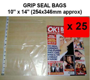 QTY 25 - 10" x 14" Grip Seal Bags (254x356mm) - 200g/50mu