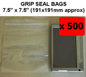 QTY 500 - 7½" x 7½" Grip Seal Bags (191x191mm) - 200g/50mu