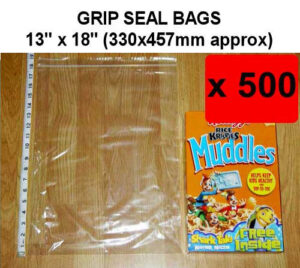 QTY 500 - 13" x 18" Grip Seal Bags (330x457mm) - 200g/50mu