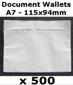 QTY 500 - A7 (115x94mm) Plain Unprinted Document Wallets