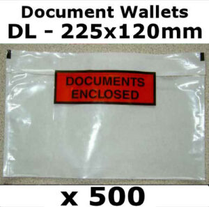 QTY 500 - DL (225x120mm) Printed Document Address Wallets Labels