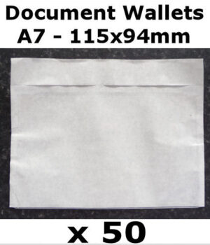 QTY 50 - A7 (115x94mm) Plain Unprinted Document Wallets