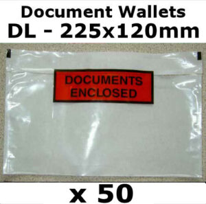 QTY 50 - DL (225x120mm) Printed Document Address Wallets Labels