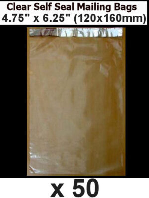 QTY 50 - 4.75" x 6.25" Clear Poly Bags SELF SEAL (120x160mm)