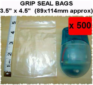 QTY 500 - 3½" x 4½" Grip Seal Bags (89x114mm) 200g