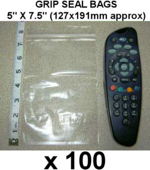 QTY 100 - 5" x 7½" Grip Seal Bags (127x191mm) - 200g/50mu