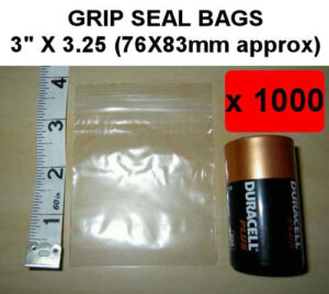 QTY 1000 - 3" x 3¼" Grip Seal Bags (76x83mm) 200g