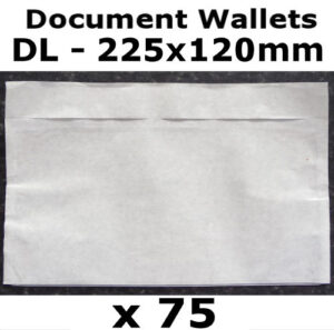 QTY 75 - DL (225x120mm) Plain Unprinted Document Wallets