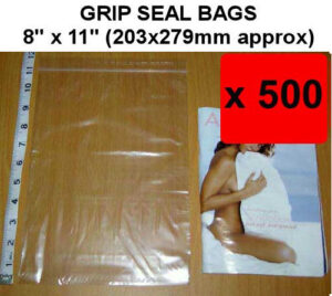QTY 500 - 8" x 11" Grip Seal Bags (203x279mm) - 200g/50mu