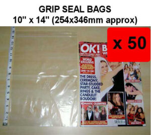 QTY 50 - 10" x 14" Grip Seal Bags (254x356mm) - 200g/50mu