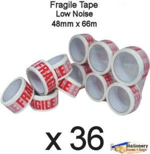 QTY 36 Rolls - Printed FRAGILE Low Noise