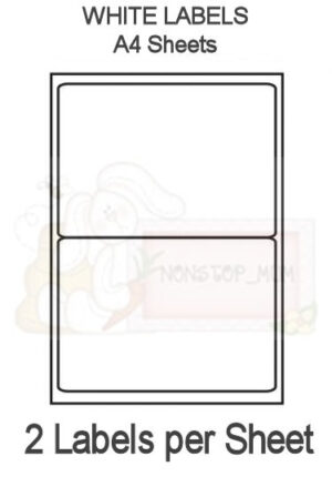 2 Labels per sheet - x 10 Sheets