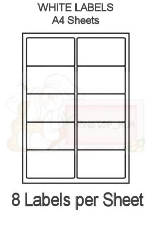 8 Labels per sheet - x 10 Sheets